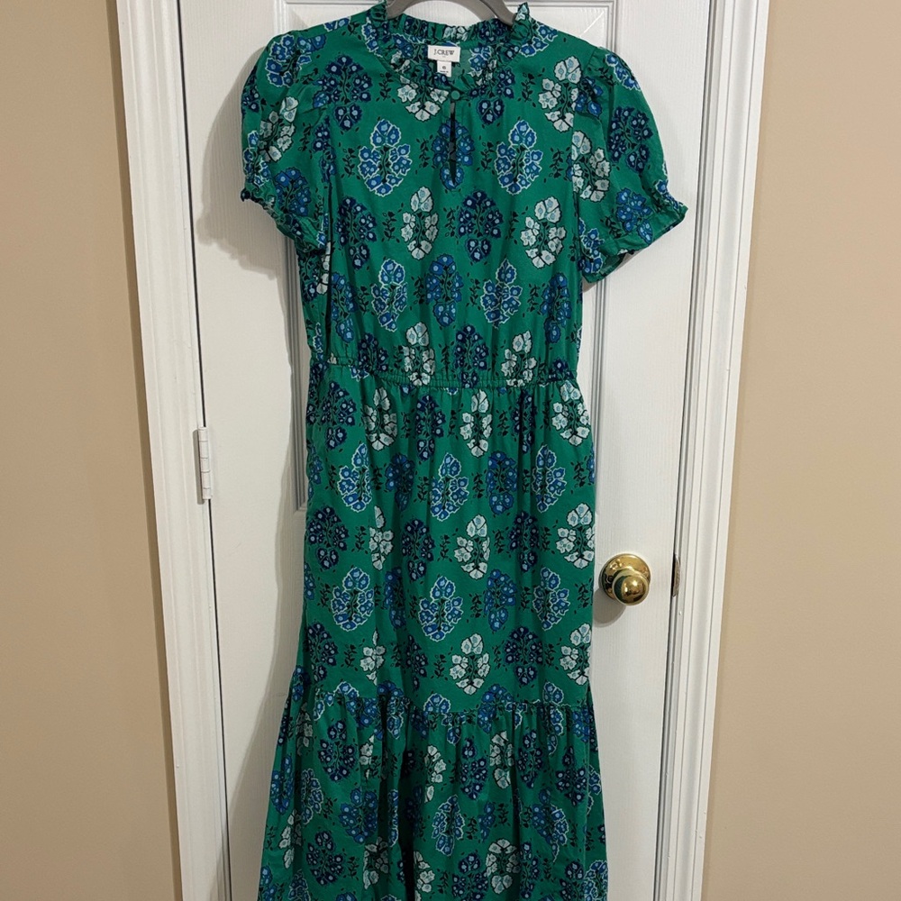 Jcrew Green Floral Midi Dress